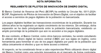 Perú lanza piloto de su “CBDC soberana” en alianza con el FMI