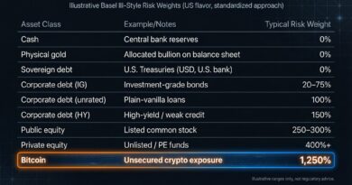 Ejecutivos de una empresa con tesorería de BTC pidieron la reforma de la ponderación de riesgo del 1.250% en Basilea III