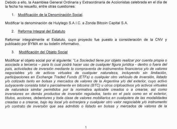 Nace en Argentina la primera tesorería pública dedicada 100% a Bitcoin