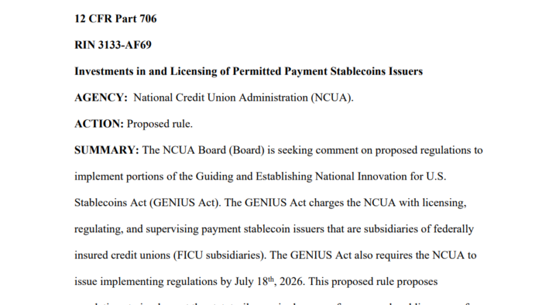 Regulador de uniones de crédito de EEUU propone una vía de licencia para stablecoins